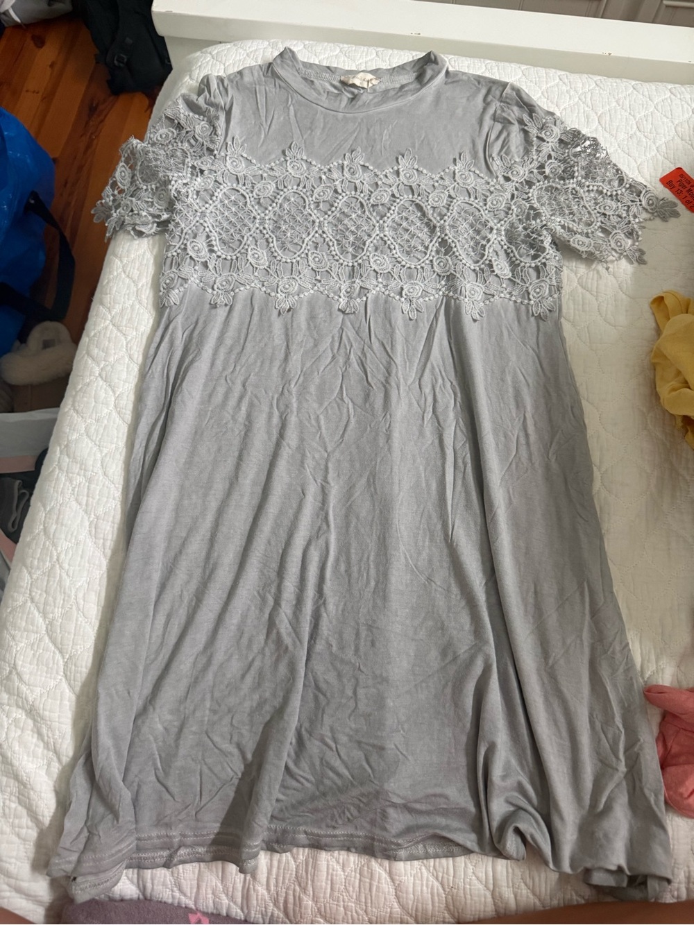Altar'd State Light Gray Lace Crochet Top